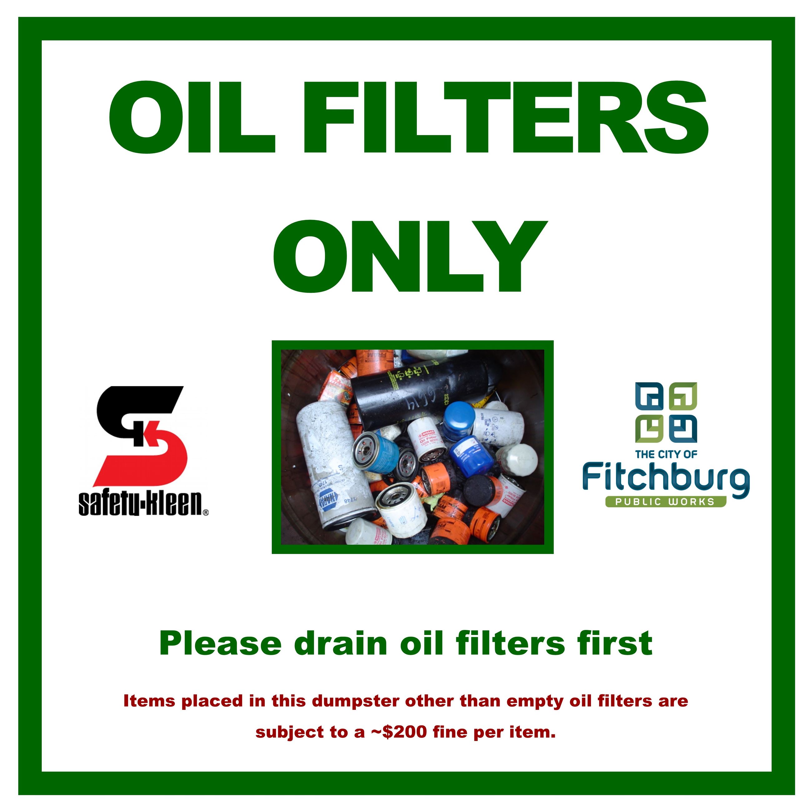 Oil Filters Only Aluminum Sign 2x2 2015-12-14