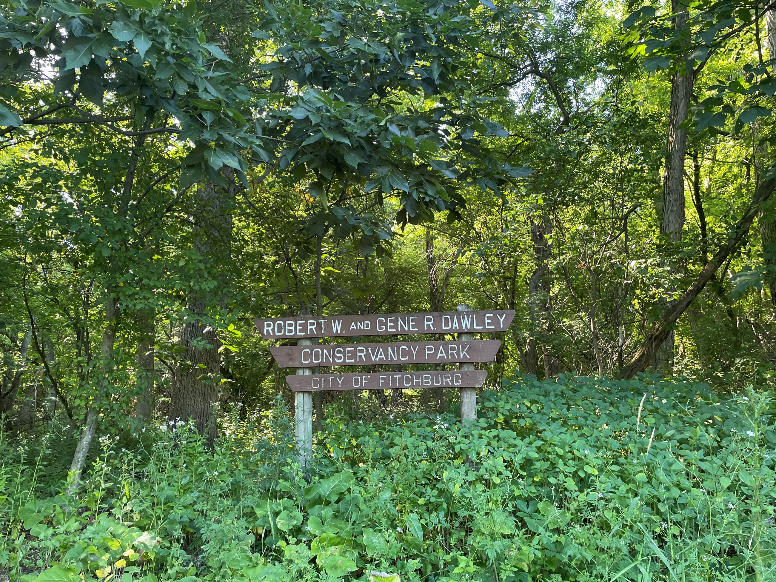 Dawley woods sign close-up