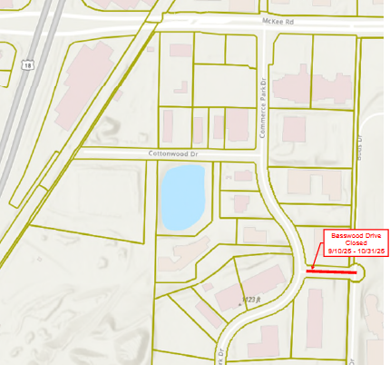 Basswood Drive closure 9.2025