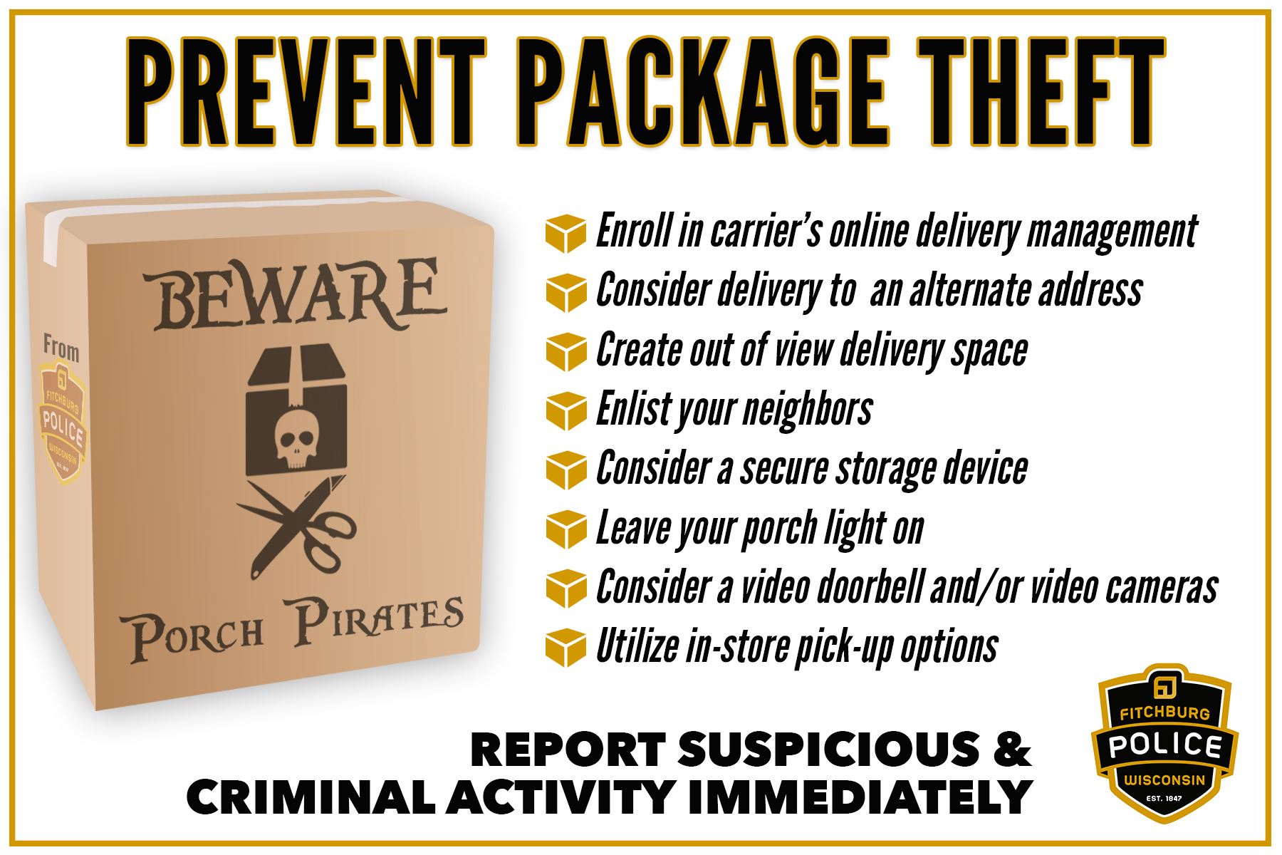 prevent package theft pirates 